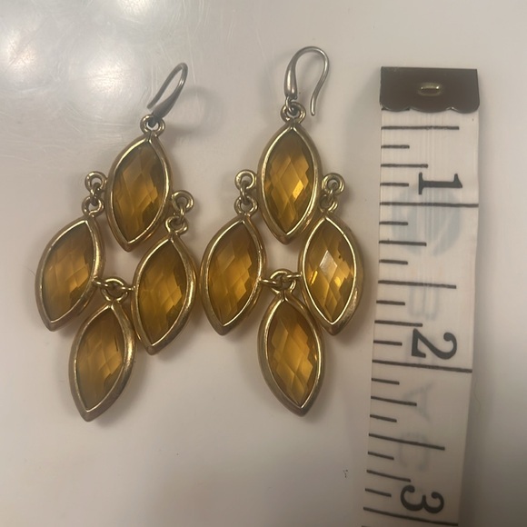 Citrine brass sext drop chandelier earrings - Picture 3 of 3